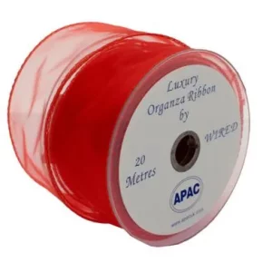 Ribbon Organza Wired Red 50mm